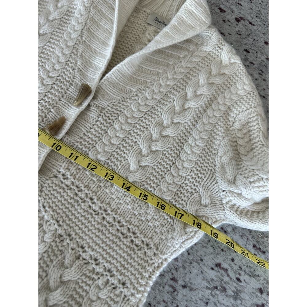 Neiman Marcus 100% Cashmere Ivory Shawl Collar Cable Knit Cardigan Sweater Sz L - Picture 4 of 6